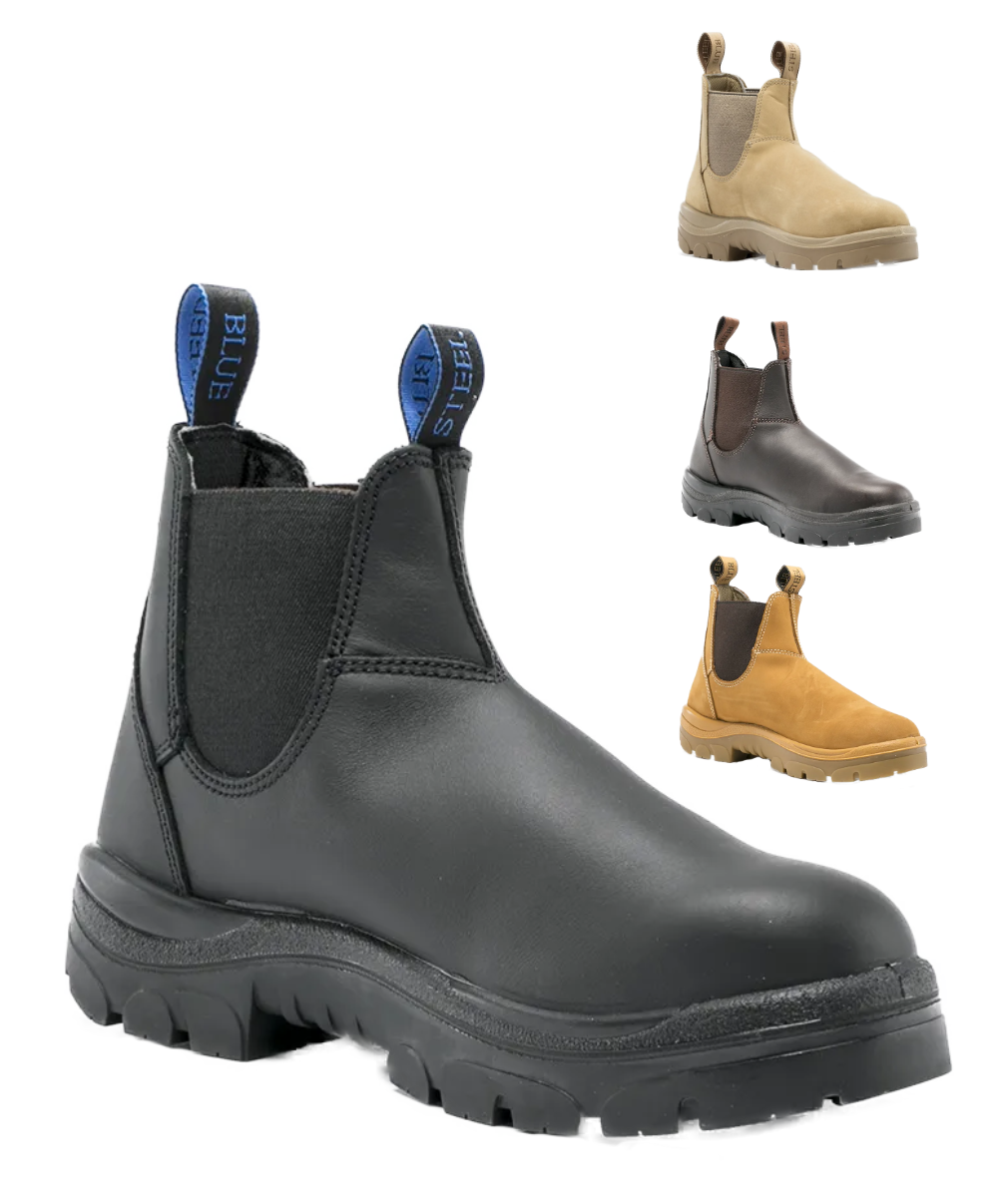 Steel Blue Mens Hobart Elastic Side Steel Cap Boots Work Clobber